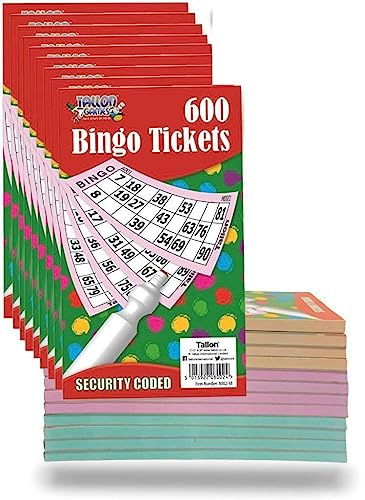 Orbitron Paquete de 12 piezas Jumbo Bingo 600 boletos juegos codificados de seguridad 6 para ver en una página