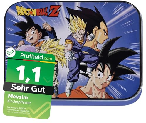 Dragon Ball Z Kids Bandages – Licensed Metal Tin – 24 Colorful Plasters with Cute Design – Ideal for Backpack, Travel or Purse – First Aid Fun for Children – 1 Pack