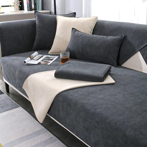 VFDC Sofa Überzug, rutschfeste Sofaschoner 1 2 3 4 Sitzer, Couch Überzug Hund Katze Schutz, L Form Sofa Überwurfdecke, Universal Sofabezug, Waschbar Couchschoner, 110 * 180cm
