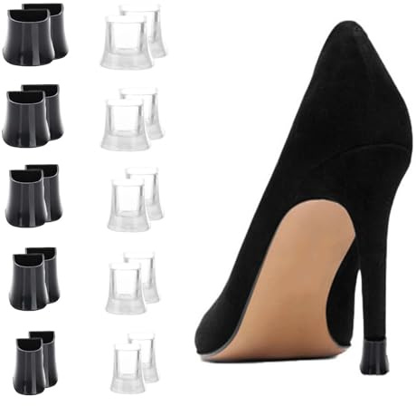 Lot de 10 Paires de Protège-Talons Hauts, Protège-Talons, Chaussures de Danse, Silencieuses, Résistantes à L'usure, Protections de Talons Hauts, Protège-Talons pour Herbe, Mariage, Activités de Plein