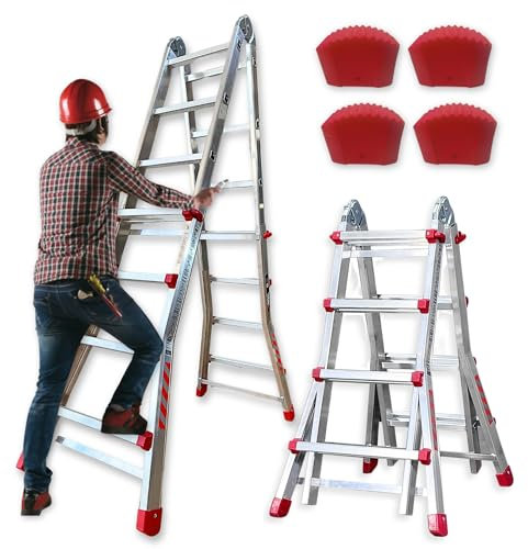 BTF Premium Escalera Telescópica hasta 16 Peldaños | Escaleras Plegables Aluminio | Escalera Extensible 3,7 Metros y 150kg | Multiposición Ladder | Escada Certificación EN131