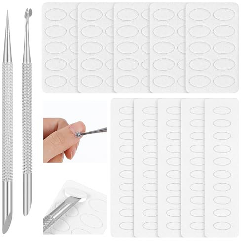 Ouligay Doppelkopf Nagelhautschieber mit Selbstklebend Schleifpapier, Cuticle Pusher Edelstahl Nagelschieber Sandpapie Nagelfeile, Nagelschieber Maniküre Pro Nagelhautschneider Werkzeug