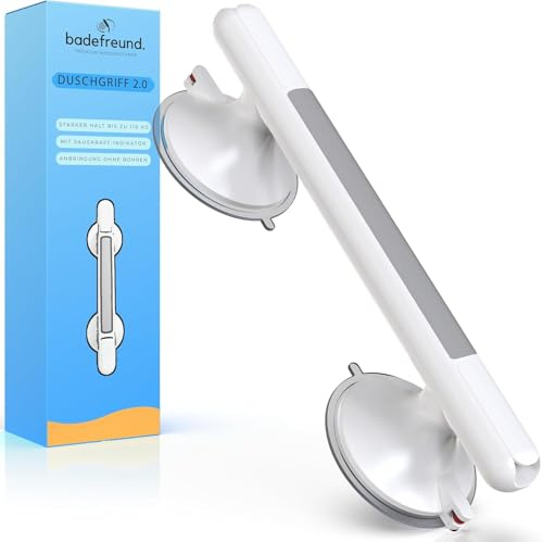 BADEFREUND© - Maniglia per vasca da bagno con ventosa per anziani, extra forte fino a 110 kg, maniglia per doccia e vasca da bagno