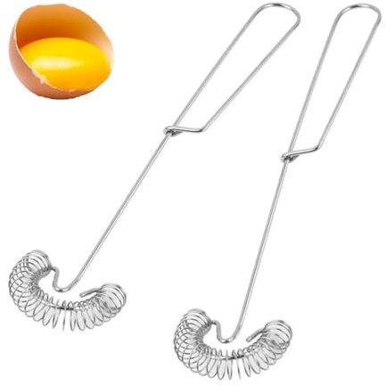 2 frusta a spirale in acciaio inox, piatta, antiruggine, piccola frusta per whisk, penna, crema, frusta, frusta per panna, utensili da forno, manico comodo e fori per appenderla