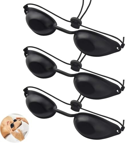Heanvmyss Solarium Brille,3 Stück UV Schutzbrille Rotlichtlampe,Verstellbar Infrarot Schutzbrille,Augenschutz Elastisches Band LED Beauty Schutzbrille IPL für Zuhause 3PCS Safety Tanning Goggles