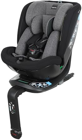 Inglesina Halley Pro, Black, Seggiolino Auto Rotante 360° ISOFIX, da 0 a 12 Anni (40-150 cm), Reclinabile e Traspirante, Omologato ECE R129/03
