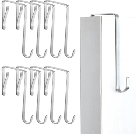 Yphzmtz Ganci per porta in acciaio inox, set da 8 pezzi, 5 cm, ganci sopra la porta, ganci per vestiti, decorazione per finestre, portasciugamani utilizzabili senza fori