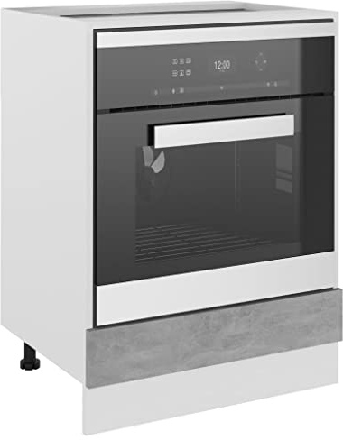 Tomostar Armoire à Four, Meuble pour Four Meuble Bas de Cuisine Lyon Gris béton 60x46x81,5 cm