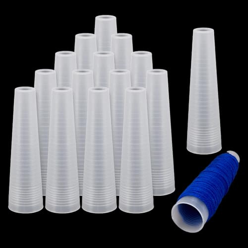 PH PandaHall 20 bobinas cónicas de plástico, conos de alambre de plástico, carrete de hilo vacío, organizador de almacenamiento de cordón, bobina de tejido, bobinas artesanales para costura de punto