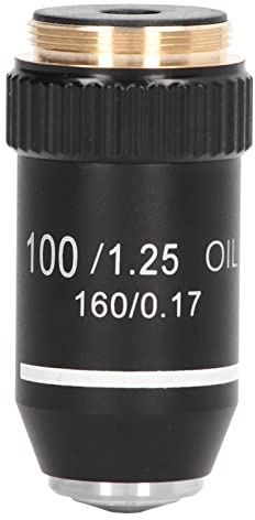 Sorandy High Power 100X Förstoringsmikroskop Objektivlins med Fjäderanordning för Professionella Biologiska Mikroskop, Mässingsmaterial, 20,2 Mm Gränssnitt, för Tydlig Bildobservation