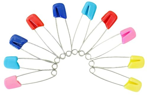 ZDAGELD Optimerad Fjäderspänning Blöjstift i Rostfritt Stål, Låsstift för Säkerhetsblöjor för Småbarn med ABS-plastförslutningar för Tygblöjor och Mer (Stor)