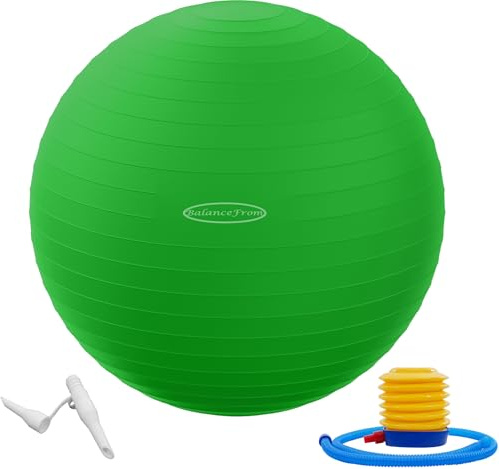 BalanceFrom Anti-Burst Slip Resistant Exercise Ball - Yoga Fitness Birthing Ball with Quick Pump, 2,000-Pound Capacity (58-65cm, Large, Green)