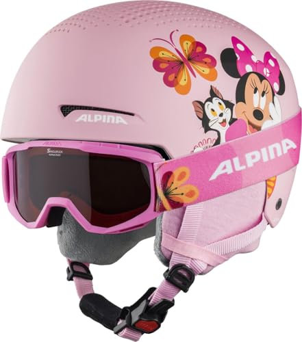 Alpina ZUPO Disney Set - Hochwertiges, Sicheres & Exklusives Disney Set aus Skibrille & Skihelm Für Kinder, Minnie Mouse, 51-55 cm