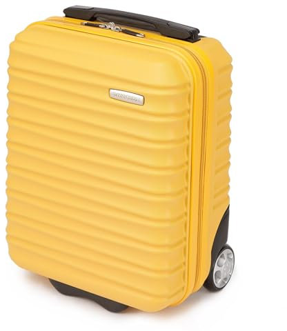 WITTCHEN Reisekoffer Kleinkoffer Kabinengepäck Handgepäck Rollkoffer Hartschale aus ABS mit 2 Standard-Rollen Reißverschluss Teleskopgriff Groove Line Kleinkoffer XXS gelb