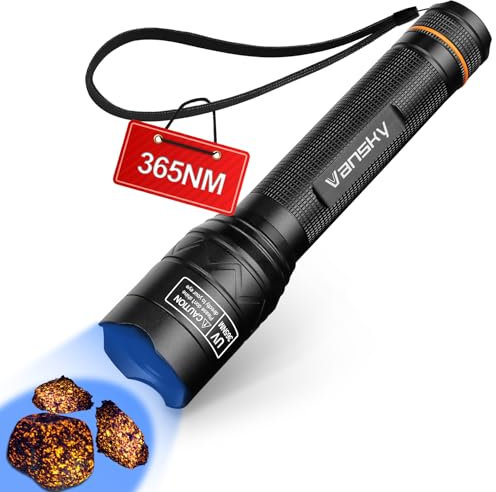 Vansky UV Light Blacklight 365nm: UV Torch, Pet Urine Detector for Dog Cat Rock Hunting (Batteries Included)