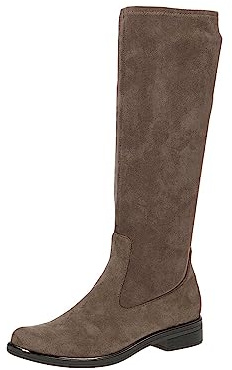 Caprice Women's high boots without heel Knee-high Vegan, Brown (Cafe Stretch), 6.5 UK