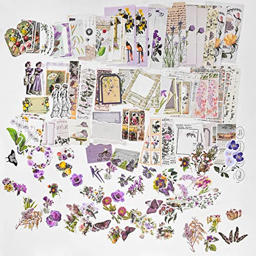 200 Pezzi Vintage Adesivi per Scrapbooking,Forniture per il Giornalismo Retrò Carta Decorativi Stickers Estetica,Washi fai da te Artigianato Botanico Animali Kit,perAlbum,Disegno Diario,Calendario