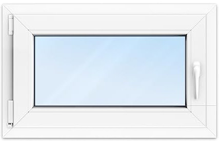 FENSTERVERSAND - Garagenfenster Kunststoff Weiß - 2-fach Verglasung mit Klarglas - zu öffnendes, hochwertig isoliertes PVC Fenster - DIN links, BxH: 800x500 mm, 70 mm Profil