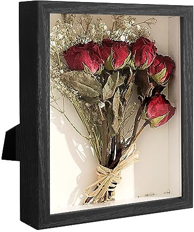 XTDMJ 3D Bilderrahmen 15x20cm Bilderrahmen tief Holzobjekt Rahmen zum 3D Füllen Bilderrahmen Tiefe Box mit Glasscheibe für Wandbehang oder Desktop Familienerinnerungsgeschenke(Schwarze Holzmaserung)