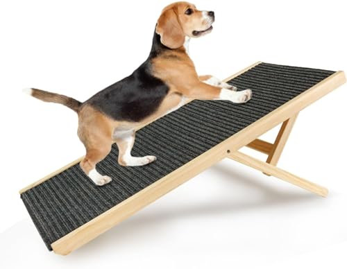 MIOTEQ Hunderampe, Katzenrampe, Hundetreppe for Bett oder Sofa, Faltbare Hundeleiter aus Holz, Zugangsrampe for Haustiere, 70 cm x 35 cm x 30/40 höhenverstellbare Sicherheits-Haustierleiter (Size : 1