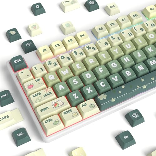 Guffercty - Kred - Lot de 133 Touches à Profil XDA - en PBT - Touches ISO pour Clavier mécanique 60%, 65%, 75%, 96% - Vert Clair