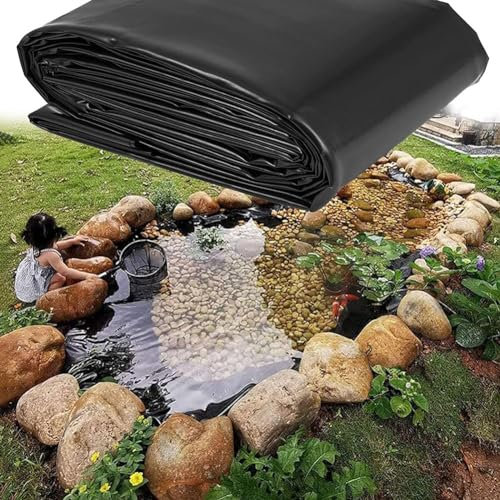 MISKYN Teichfolie,Gartenteich Teichplane,Große Fischteichfolie,Schwarze Folie Garten,Teichfolie 3X3m,Baufolie Extra Stark,Für Fischteiche,Brunnen,Wassergarten Und Wasserfall,8 * 10m