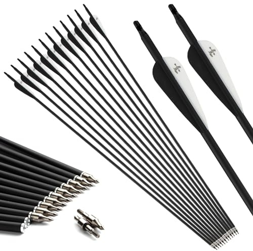 S F 30 Pollici Frecce in Carbonio per Esercitazione da Caccia Spine 500 per Arco Composto e ricurvo (Confezione da 12)