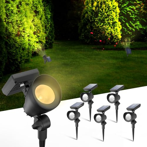 Azirier Solar Lights Outdoor, Solar Spot Lights Outdoor, 6 Pack IP44 Waterproof Solar Spotlights, Auto On/Off Solar Powered Garden Lights for Yard Pathway Driveway (Warm White) Bright Pathway