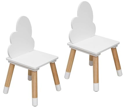 Rebecca Mobili Set di 2 Sedie per Bambini, Seggiole Montessori, MDF Pino, Bianco Marrone, per Cameretta Asilo - Misure HxLxP: 50 x 25 x 25 cm - Art. RE7014