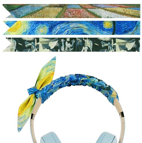 Geekria Headphones Headband Ribbon Wrap Cover, Protective Scarf Decoration Compatible with Sony WH-1000XM6, Beats Studio Pro, Logitech G PRO Headphones (3 Pack/Colorful Paint)