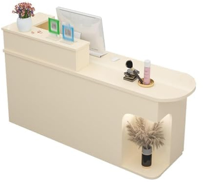 Receptionsskrivbord med låsbara lådor, främre bänkbord för kontor, skönhetssalong, detaljhandel