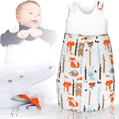 Stimo Sommerschlafsack 100% Baumwolle mit Belüftungseinsätzen Schlafsack Kind Baby (Ärmellos) (110cm, Wald-Tiere)