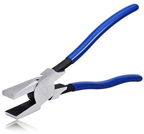 SPEEDWOX Glass Breaking Pliers 11 Inches Forged Drop Jaw Glass Pliers Flat Nose Heavy Duty Durable Tool for Stained Glass Work Durable Mosaics Breaking Tool