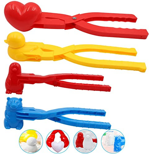 Abnaok Schnee Former Set, 4 Stück Groß Schneeballzange Ente, Schneeball Clip Schneeente Snow Maker, Pinguin Schneeball Clip fur Kinder im Freien Spielen Schnee