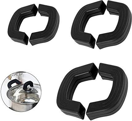 MiSevteen 3 Paare Topfgriffe aus Silikon Griffhalter Finger Schützen 9 x 5cm/7,7 x 4cm/6,2 x 3,5cm Topfhalter Hitzeschutz Topf Klemmgriff Topfgriff Abdeckung für Bratpfannen Ofenschalen