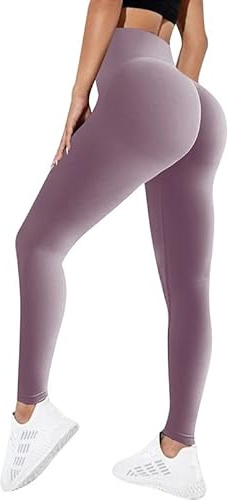 NIBESSER Mallas Deporte Mujer Push Up Leggins Deportivos Mujer de Cintura Alta Pantalones de Yoga Elásticos Ultra Suaves Transpirables para Fitness Correr Yoga Reducir Vientre, A- Lila, M