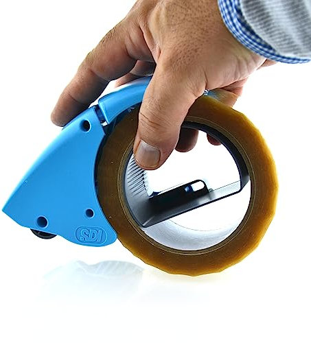 Dispensador Manual de Cinta de Embalaje (válido para todo tipo de cintas) -Ref. 0522 - Ergonómico y reduce un 50% el esfuerzo - by Office Box (Azul)