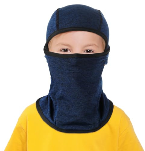 Passamontagna da Sci per Bambini Maschera Copri Viso e Collo in Pile Passamontagna Scaldacollo Antivento Invernale Passamontagna Caldo Sottocasco per Ragazzi Ciclismo Corsa Snowboard (Blu Marino)