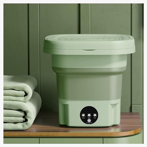 Lavadora PortáTil ， Lavadora Carga Superior 8L con con Blu-Ray,Spin Dry Y Tubería De Drenaje Lavadora Carga Superior para Interior,Acampar,Viajar,Apartamento,Green