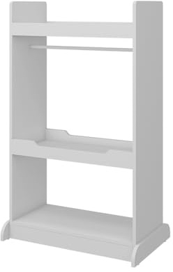 Vicco Kinderkleiderschrank Weiß Conny mit Kleiderstange - 67x110x38 cm hergestellt aus Spanplatte - Kinderregal ideal fürs Kinderzimmer, offener Zugriff auf Lieblingssachen