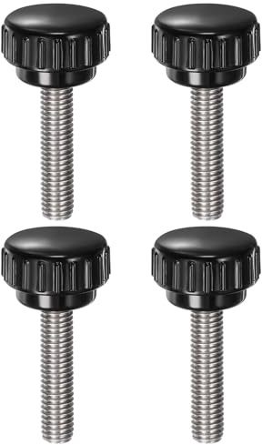QUARKZMAN 4 stycken räfflade skruvar med gänga M8 x 35 mm x 25 mm rund huvudskruv rostfritt stål 304 runda handtagsbultar klämknappar 25 mm handknappar tumskruvar spännskruv för industri maskin