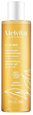 Melvita - Gel Douche - L'Or Bio - Nettoyant Corps Sans Sulfate - aux 5 Huiles Précieuses - Oméga 3, 6, 9-150 ml