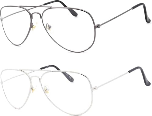 NEW VISION Lunettes 2 PACK, Lunettes Loupe, Lunettes De Lecture, Style Pilote Monture Métal Rétro, Lunette De Lecture Homme Femme, NV8132 (GRIS+ARGENT, 1, Diottria)