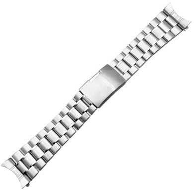 Stål i rostfritt stål, 16 mm 18 mm 20 mm 22 mm 24 mm Länkarmband i massivt rostfritt stål Armbandsur Band Klockor Band Armband Watch Ersättning Böjda ändar(Silver,20mm)