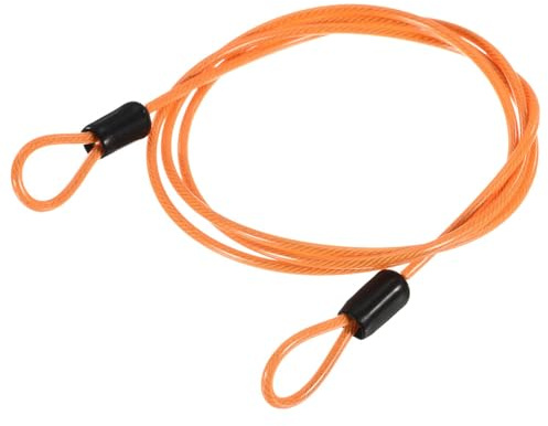 TOP-VIGOR 1 st säkerhetsstålkabel, 2,5 mm x 0,5 m/1,64 fot belagd säkerhetsvajer, dubbel ögla, flexibelt säkerhetskabellås för utomhusresor, bagage, cykel, orange