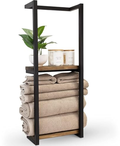 Toallero montado en la pared, soporte para toallas de baño, almacenamiento de toallas enrolladas grandes, estante de almacenamiento multifuncional para baño, almacenamiento de toallas que ahorra