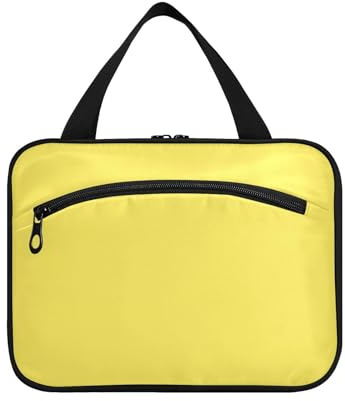 EtherSpher Milkyellow - Bolsa colgante para mujer con gancho, bolsa de aseo compacta e impermeable para artículos esenciales para mujer, envase de baño para perfume de L, amarillo leche, L