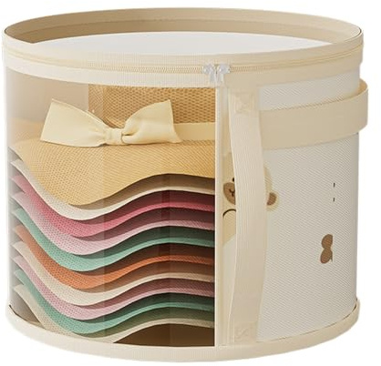 Caja para sombreros – Contenedor de almacenamiento de viaje, portador de sombrero de ala ancha de carcasa dura | Elegante estuche organizador protector con asa, solución ligera de armario para
