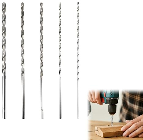 5PCS Extra Long Drill Bits Wood for Deep Hole Woodworking Applications 150mm Long Wood Drill Bit Set 2mm 3mm 3.5mm 4mm 5mm Hardness Spiral Twist Drill Bit Sets for Metal Plastic Working