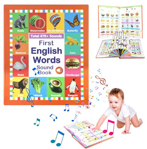 My First English Sound Toy –470+ Words, 21 Themes, English Words Speaking Book, Toddlers Kids 0-6Years Old Vocabulary Speech Learning,Fun Word Game,Press Alphabet Sound Book,Perfect Educational Gift